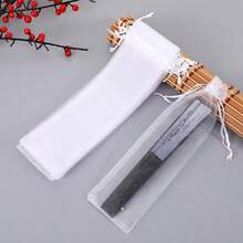 10/20/50/100pcs Vintage Style Fan Shaped Gift Bags, Gift Packaging Bags, Home Supplies, Nylon Bags, Storage Bags, Small Packaging Bags, Holiday Party Supplies, Wedding Supplies, Gift Decoration Packaging, Small Packaging Bags, Jewelry Accessory Packaging, Gift Hanging Bags, Birthday Gift Jewelry Drawstring Bags - White - View 2