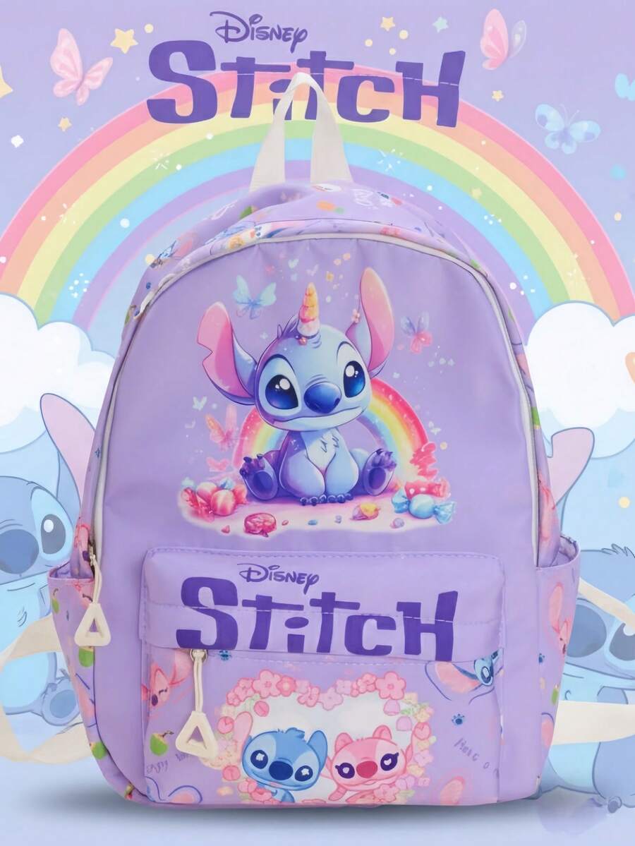 Ba lô Stitch Unicorn Rainbow - Ba lô màu hồng và tím dễ thương dùng hàng ngày, phù hợp cho trường học và du lịch - Ba lô hình nhân vật Lilo & Stitch đáng yêu, dung tích lớn với túi bên hông - Món quà độc đáo dành cho người hâm mộ và học sinh - Nhiều màu - Xem 1