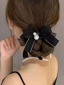 1 pièce Pince à cheveux avec nœud papillon en ruban de maille à la mode, convient pour les fêtes, le quotidien, les voyages, les cadeaux, l'école, l'élégance, l'université, les nœuds papillon, mignons, la Saint-Valentin. Pince à cheveux et accessoire pour cheveux à la mode, pince à cheveux élégante pour tenue d'été, festivals, anniversaires - Multicolore - Voir 3