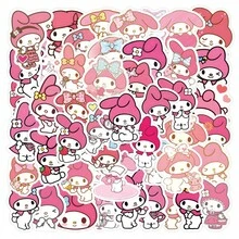 SANRIO 60张可爱卡通旋律涂鸦贴纸，适用于头盔、自行车、手部、记事本、铅笔盒、剪贴簿用品、剪贴簿文具 - 60PCS - 查看 9