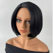 Short-Haired Woman, Short Hair Style, Synthetic Black Wig, Girl's Hairstyle, Synthetic Short Wig, Short Wig For Women, Daily Wear, And Party - 黑色 - 查看 3