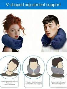 1pc Super Soft Adjustable Neck Pillow, New Travel U-Shaped Pillow, Filled With Clothing Fiber, Portable Memory Foam Travel Pillow, Large Capacity Zipper, Lightweight And Portable, Essential Daily Item. Comes With Storage Bag And Shoulder Strap, Suitable For Car, Train, Office, Airplane And More, Ideal For Long-Haul Flights, Business Trips, Commuting, Vacations, Home Rest, Sleep Aid. Available In Multiple Colors, Comfortable Travel Accessory Gift. - 彩色 - 查看 3