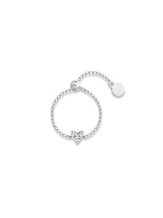 EleRunis 1 pieza 0.1ct Anillo de compromiso de cadena de diamantes en forma de corazón de moissanita clásico de plata esterlina 925 chapado en oro de 18K para mujeres, mamá, papá, hija, seres queridos, regalo del Día de la Madre, recuerdo y condolencia