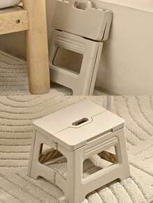 Foldable Shower Stool, For Leg Shaving, Plastic Shower Foot Stool, For Indoor Shower, Non-Slip Foot Stool, Small Folding Foot Shaving Stool, Travel/Bathroom Shaving Stool - White - View 1