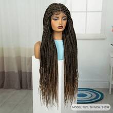 A ANYTIME 无结盒式辫假发 无结盒式辫蕾丝前假发带婴儿发 轻盈合成浅棕色玉米辫假发