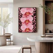 1 Pc Canvas Painting, Pink Orchid Wall Art, Magnificent Leopard Print, And Luxurious Floral Decorations , Wooden Framed Art,High Quality ,Thickness 2. 25cm/1in Thick Wall Art Printed Poster, Cuadros,Directly Hung For Family Gifts, Living Room Decoration, Bathroom Decoration, Bedroom Decoration, Kitchen Decoration, Bar Decoration, Office Decoration. Halloween, Christmas And Valentine's Day Gifts, 2D Flat - 彩色 - 查看 6