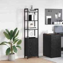 Larryhot Armadio per Libri Rovere Nero 40 x 24 x 161 cm, Facile da assemblare, dall'estetica elegante e raffinata, pratica per riporre gli oggetti, la scelta ideale per l'organizzazione e la decorazione domestica - nero - Visualizzare 1