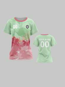 Customized Jersey, Women's Sports Team Club Training Round Neck Football Shirt, Customizable Name, Number, Logo On Front And Back, Suitable For Campus Events, Team Uniforms, Casual, Party, Comfortable Fit, Suitable For Leisure Sports, Training, Spring/Summer/Autumn, Fashion-Forward, Minimalist, Personalized