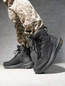 Men's Tactical Hiking Boot Lightweight Cushion Sole Boots for Work All Day Side Zipper Motorcycle Combat Military Boot Arch Support 8 Inches Terrascope - Negro - Ver 3