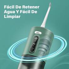 lrrigador Bucal Portátil Inalámbrico De Viaje Mejorado Con Depósito De Agua De 300ML, 3 Modos,5 Boquillas Reemplazables, Recargable, incluye 5 Enjuagues Bucale - Verde - Ver 4