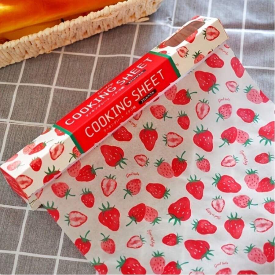 2卷可爱图案蜡纸,防油烘焙纸,一次性食品包装纸,适用于三明治、汉堡、炸鸡等,厨房用具,厨房用品,厨房配件 - 彩色 - 查看 1