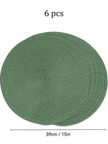 Green PP Handwoven Placemat, Round Woven Placemat, Popular In Europe And America, Heat-Resistant Mat, Decorative Mat, Best Seller, Available In Multiple Colors, Tablecloth, Wrinkle-Resistant Placemat, Suitable For Birthday, Christmas, Housewarming, Celebration, Holiday Party, Family Gathering And Other Occasions - Green - View 13