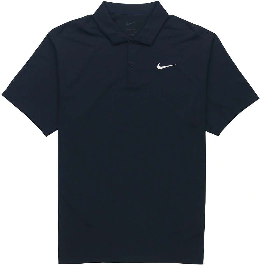 Áo Polo tay ngắn thể thao ngoài trời, màu xanh dương, in logo thương hiệu Nike Court Dri-FIT.