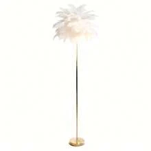 1pc Creative Ostrich Feather Floor Lamp, Dimmable 3-Color Changing Warm Lighting For Bedroom, Living Room, Wedding Decor, Charging Version Includes 1 Data Cable - Gold Charging Version - View 16