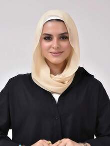 1 pieza Hijab de unicolor clásico instantáneo para mujer, pañuelo para el cuello cosido previamente, estilo turbante ajustable, versátil y práctico, tela de gasa elástica, cómodo y transpirable, adecuado para uso diario, deportes, yoga - Multicolor - Ver 20