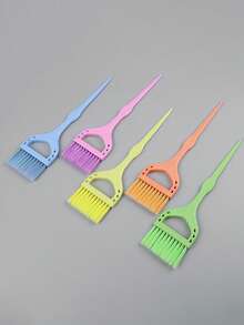5pcs/1pc Colorful Straw Hair Dye Brush, Suitable For Salon Permanent Hair Dyeing And Care, Premium Salon Hair Dye Comb, Large Colorful Hair Dye Brush, Salon Straw Hair Dye Brush, Hollow Styling Hair Dye Brush, Permanent Hair Dyeing And Care Tool - Multicolor - View 5