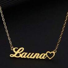1pc Custom Shiny Frosted Name Necklace, Personalized Heart Name Necklace, Custom Name Stainless Steel Necklace, Personalized Pendant, Casual Style Suitable For Middle School, High School, College Students, Customized Text Necklace, Showcase Your Charm, Jewelry, Seasonal Selection - Nhiều màu - Xem 15
