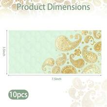 Shagun Money Envelopes 7.5" X 3.5" Green Designs Money Holder, 10Pcs Gold Foil Gift Envelope For Thanksgiving Diwali Birthday Party Wedding Anniversary - Green - View 4