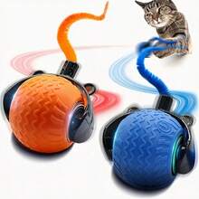 Automatic Moving Cat Ball Toy With Tail, Interactive Indoor Cat Toy, Suitable For Bored Adult Indoor Cats, Self-Rolling Ball Toy With Dual Speed Adjustment, Cat Entertainment, Attractive Cat Toy, Fun Cat Accessory, High-Quality Construction, Made With Petsafe Materials, Interactive Pet Ball, Playful Kitty, Pet Owner - Multicolor - View 4