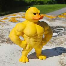 1pc 3D Printed Muscle Duckling Funny Toy, New Creative Duck Decor Desktop Ornament Gift - Multicolor - View 3