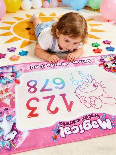 80x60cm Large Size Reusable Water Drawing Mat, Magic Water Doodle Pad With 2 Pens, Fabric Material Art Supplies For Kids 3+ Years Old, Birthday & Holiday Gift For Boys And Girls