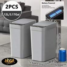 2pcs Non-Contact Automatic Sensor Trash Can, 1.81 Inch Height, Compact Slim Smart Electric Garbage Bin For Bedroom, Office And Kitchen. Sensor Trash Can Suitable For Kitchen, Bathroom, Bedroom, Laundry Room, Office And RV. Plastic Trash Can/Kitchen Trash Can/Office Trash Can/Bathroom Trash Can. Christmas And Halloween Home Decor, No Obstruction Above When In Use.
