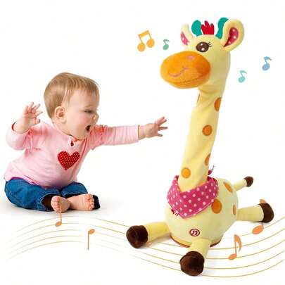 A Dancing And Talking Giraffe Toy, A Plush Toy That Can Repeat Your Words, A Light-Up, Musical, Electronic Giraffe, A Suitable Gift For Toddlers.