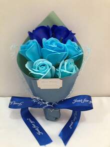 1pc Handmade Eternal Life Artificial Rose Bouquet, Everlasting Romantic Special Gift Suitable For Valentine's Day, Mother's Day, Father's Day, Children's Day, Birthday, Adding Happiness, Decor For Bedroom, Bathroom, Room, Office, School, Multiple Colors And Sizes Available, Gift For Valentine's Day, Graduation - Pink Rose White - View 4