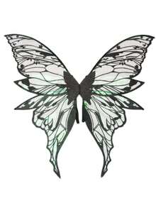 大型四叶箔蝴蝶翅膀，闪亮透明仙女翅膀（成人款），万圣节服装配饰，女士天使翅膀，情人节服装