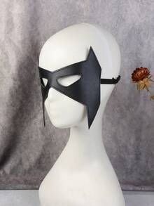 1pc Black Bat Eye Mask Half Face Mask, Unisex Carnival Party Makeup Masquerade Cosplay Accessory, PU Leather Mask, Fashion Masquerade - Black - View 8