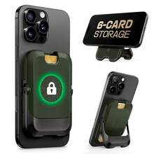 For Mag Wallet With Stand, Magnetic Wallet For Men Women, [Hold 6 Cards] [RFID BlocFKing] [Strong Magnetic Lock] Phone Stand Card Holder For For IPhone 17/16/15/14/13/12 Series, Battle Green,Green - 綠色 - 查看 1