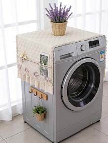 Refrigerator New Single Door Soft Washing Machine Cover Towel Cabinet Decoration Cover, Multi-Texture Printed Dust Cover For Refrigerator And Washing Machine, Multifunctional Household Appliance Tablecloth With Side Pockets – Protects Laundry, Dryer, And Fridge Covers From Dust And Damage, Decorative Storage Cloth For Home & Kitchen Use - Multicolor - View 4