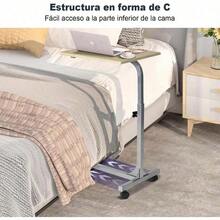 Escritorio Portátil. Mesa Portátil para Computadora Portátil. Mesa Plegable Ajustable para Computadora. Sirve la Función de Inclinación para Laptop y Bandeja de Desayuno Plateado|  Escritorio para computadora | Soporte para laptop | Mesa para laptop | Computadora | Tableta | Ajustable | - Plateado+Haya - Ver 4
