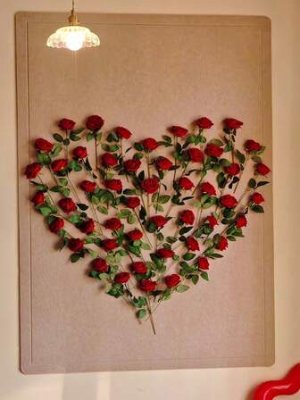 10Pcs Rose Flowers For Decoration, Rose Wall Decoration For Valentine's Day, Poinsettia Flowers, Artificial For Valentine's Day Decoration, Party Decorations,Christmas