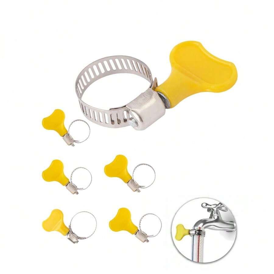 Kit 06 Abraçadeiras Borboleta De Mangueira Regulável Aço Inox - Multicolorido - Visão 1