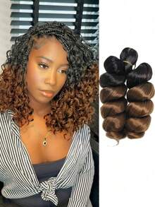Goddess Bob Braiding French Loose Curl Crochet Hair 12 Inch Length 150g/Pc Short Boho Curly Box Braids Knotless Braids Crochet Hair Extensions - Multicolor - View 16