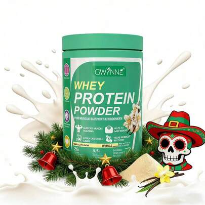  Gwynne Whey Protein Powder (330g) | 26g Proteína + 3.5g BCAA | Soporte Muscular + Recuperación Post Entrenamiento | Aumento de Peso + Digestión Fácil | Sabor Postre (Vainilla)