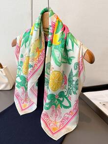 1 chiếc khăn choàng/khăn quàng cổ nhẹ kiểu Pháp cổ điển in họa tiết hoa chanh dây dành cho nữ, thích hợp cho đi biển, dạo phố, hàng ngày, kỳ nghỉ, hoặc dùng để trang trí. - Hồng - Xem 2