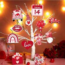 12pcs Random Styles Valentine's Day Decoration Tree Heart Party Lover Lover Decoration Tree Valentine's Day Mood Couple Lover Ornaments Love - 彩色 - 查看 1