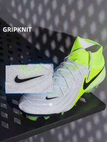 Nike 男鞋Phantom GX2 FG高端長釘真草高筒足球鞋 - 灰色/綠色 - 查看 1