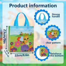 5/10/18/25pcs Christmas Hardworking Bee Printed Party Gift Bags, Suitable For Gift Wrapping And Party Supplies, Small Gift Bags, Bee Non-Woven Fabric Gift Bags, Wholesale Gift Bags, Large Gift Bags, Customized Gift Bags, Holiday Gifts, Festival Packaging, Classic Holiday, Decorative Bags, Sturdy Handles, High Quality Gift Bags, Holiday Gift Bags, Christmas Gift Bags, Small Gift Bags, Christmas Bags, Birthday Bags - Multicolor - View 5