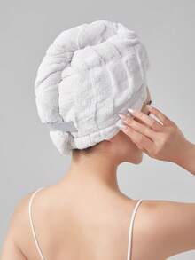 1 chiếc khăn lau tóc bằng vải lông san hô cỡ lớn, dày dặn, siêu thấm hút, màu trơn đơn giản, phù hợp cho cả tóc dài và tóc ngắn, dùng trong nhà. - Nhiều màu - Xem 8