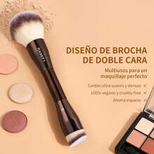 Brochas para Maquillaje Profesional, 7 PCS Brocha de Maquillaje de Doble Punta Kit de Aluminio Perfecto para Regalo Brochas de Maquillaje de Lujo (Marrón) - 1 - Ver 4