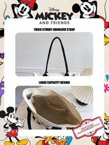 Disney 1个迪士尼官方授权米奇图案单肩包，大容量帆布手提包，拉链封口，通勤包，非常适合青少年、女孩和学生日常/外出/度假使用。