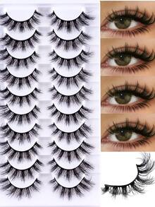 10 Options For Natural False Eyelashes: Fluffy, Soft, And Dramatic 3D Mink Eyelashes, Slender Eyelashes, Cilia, Messy And Multi-Layered Eyelashes, Short And Thick False Eyelashes, Extended Eyelashes, Loose False Eyelashes, Makeup Products For Weddings, Parties, Clubs, Daily Work Meetings, Natural False Eyelashes, Comfortable Wearing Of Striped Eyelashes - Black - View 2