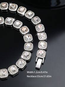 CVNANA 1pc Rhinestone Embellished Hip Hop Chain Necklace, Gun Black Personalized Necklace, Unisex Punk Style Bracelet, Must-Have For Cool People - A - View 22