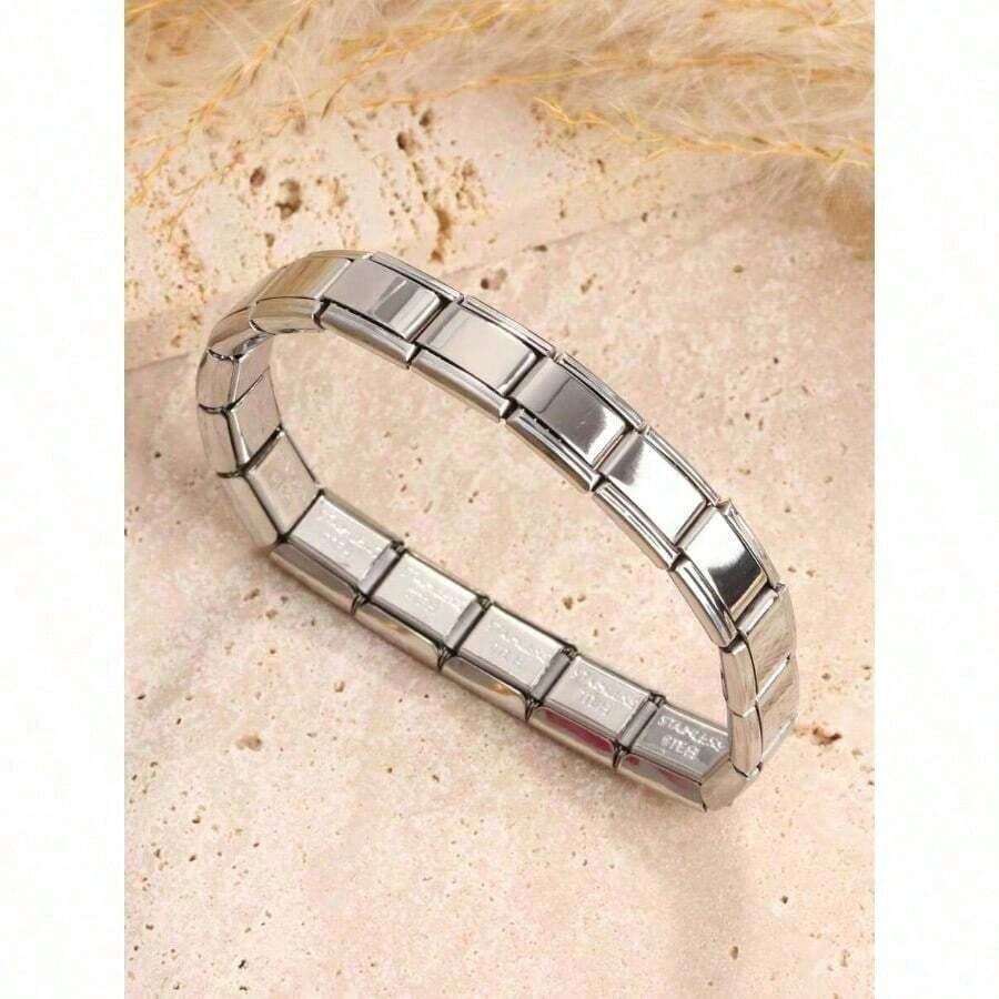 1pc Fashionable Punk Style Square Elastic Splicing Bracelet Choice Women Wife Girlfriend Close Friends - Vòng đeo tay - Xem 1