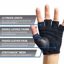 Power Weightlifting Gloves With StretchBack Mesh And Leather Palm Pair 2017 Model - XSmallFits66 - View 3