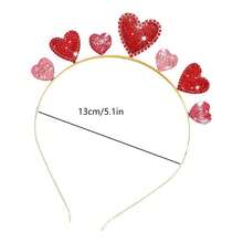 1pc Valentine's Day Headband, Red Heart Shaped Glitter Hairband