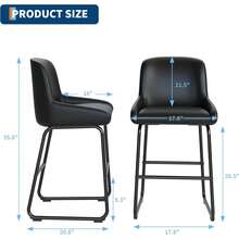 Dragonpad Counter Height Bar Stools Set Of 3 Or 4, PU Leather Upholstered Bar Stools With Soft Back & Footrest, Durable Metal Frame, Comfortable Breakfast Bar Chairs For Dining Room/Kitchen Island - đen-4 chiếc - Xem 2